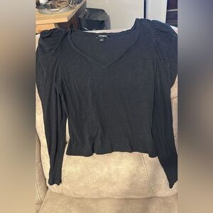 Express Elegant Black Long Sleeve Top
